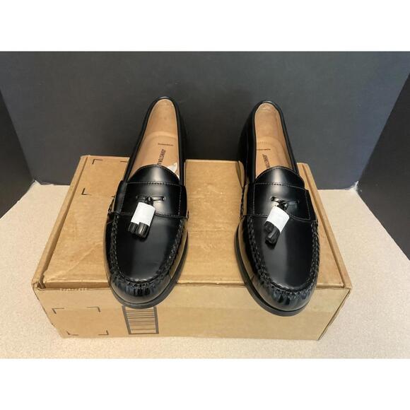 New! Mens Johnston & Murphy Hayes Black Leather Tassel Loafers. Size 9M. Nice! - Picture 1 of 8